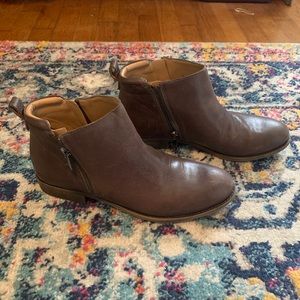 Brown low heel booties